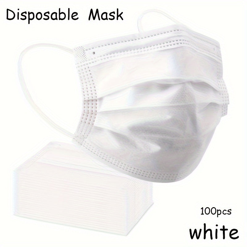 Disposable Face Masks for Adults 100 Pack Breathable Hypoallergenic with Adjustable Ear Loops