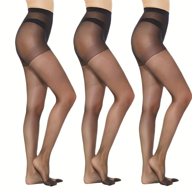 Women's Sheer Flesh-Colored Pantyhose with Concealer Effect 3 or 6 Pairs