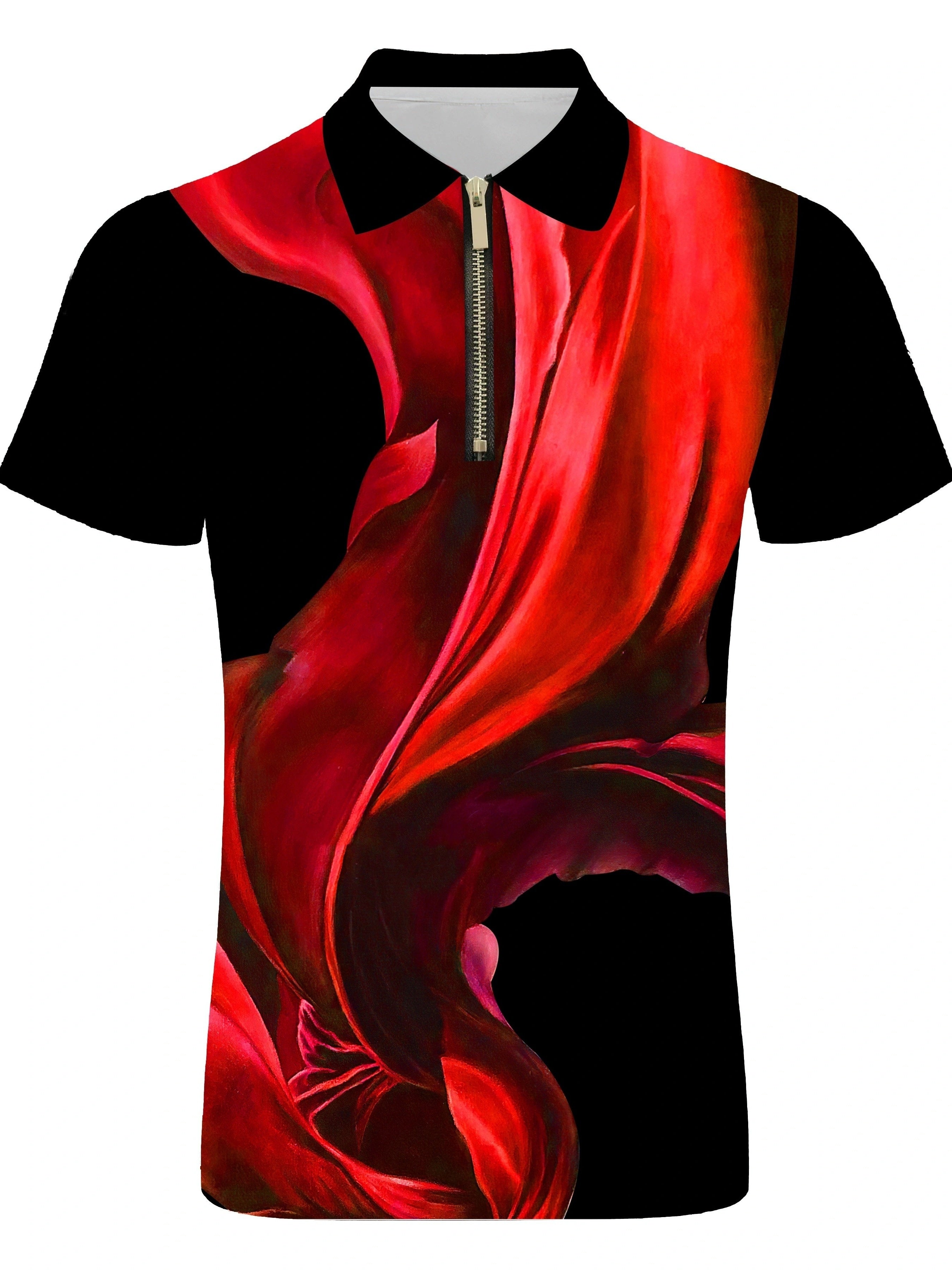 Men's Sky Blue Casual Polo Shirt 3D Print Polyester Spandex Regular Fit