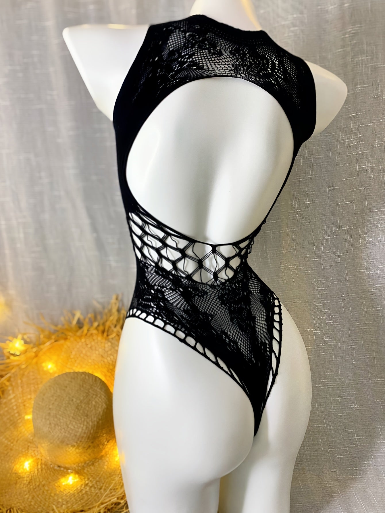 Women Sheer Mesh Bodystocking Plus Size Open Crotch Cover Up