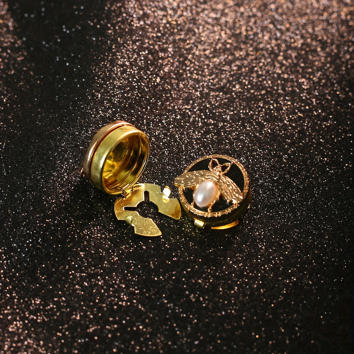 Golden Copper Bee Cufflinks and Shirt Buttons Set for Formal Wear