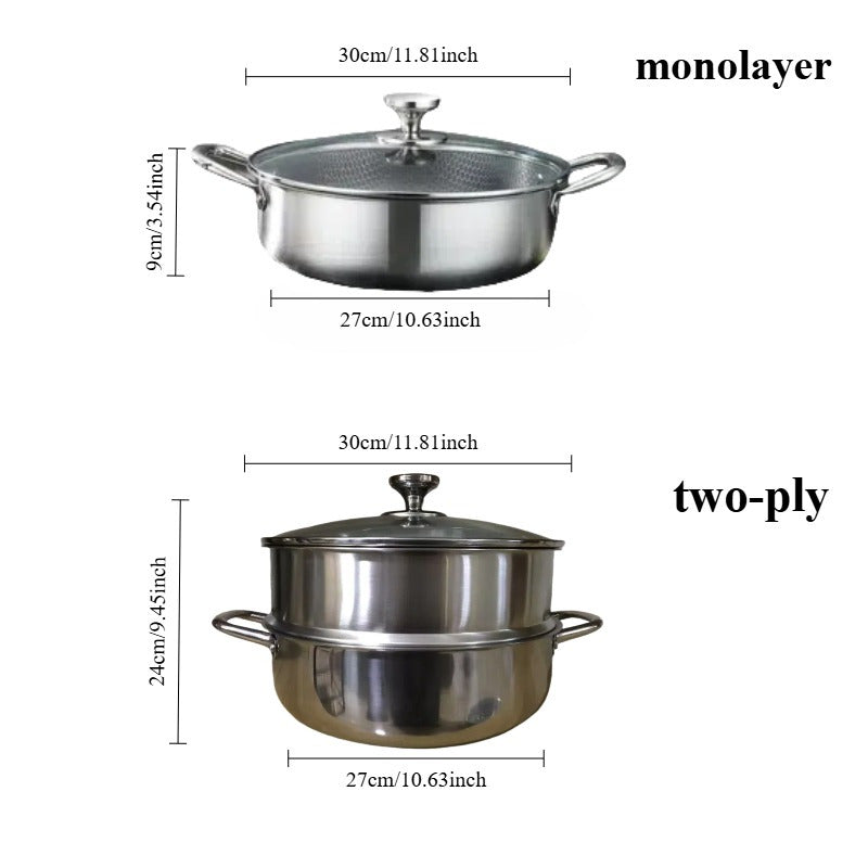 Large Capacity Stainless Steel Stockpot with Honeycomb Design Non-Stick Double Boiler Universal Hot Pot for Induction