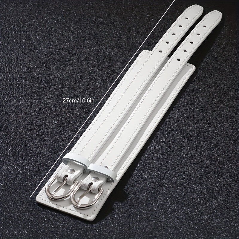 Men's Punk PU Leather Bracelet with Double Buckle and Adjustable Fit