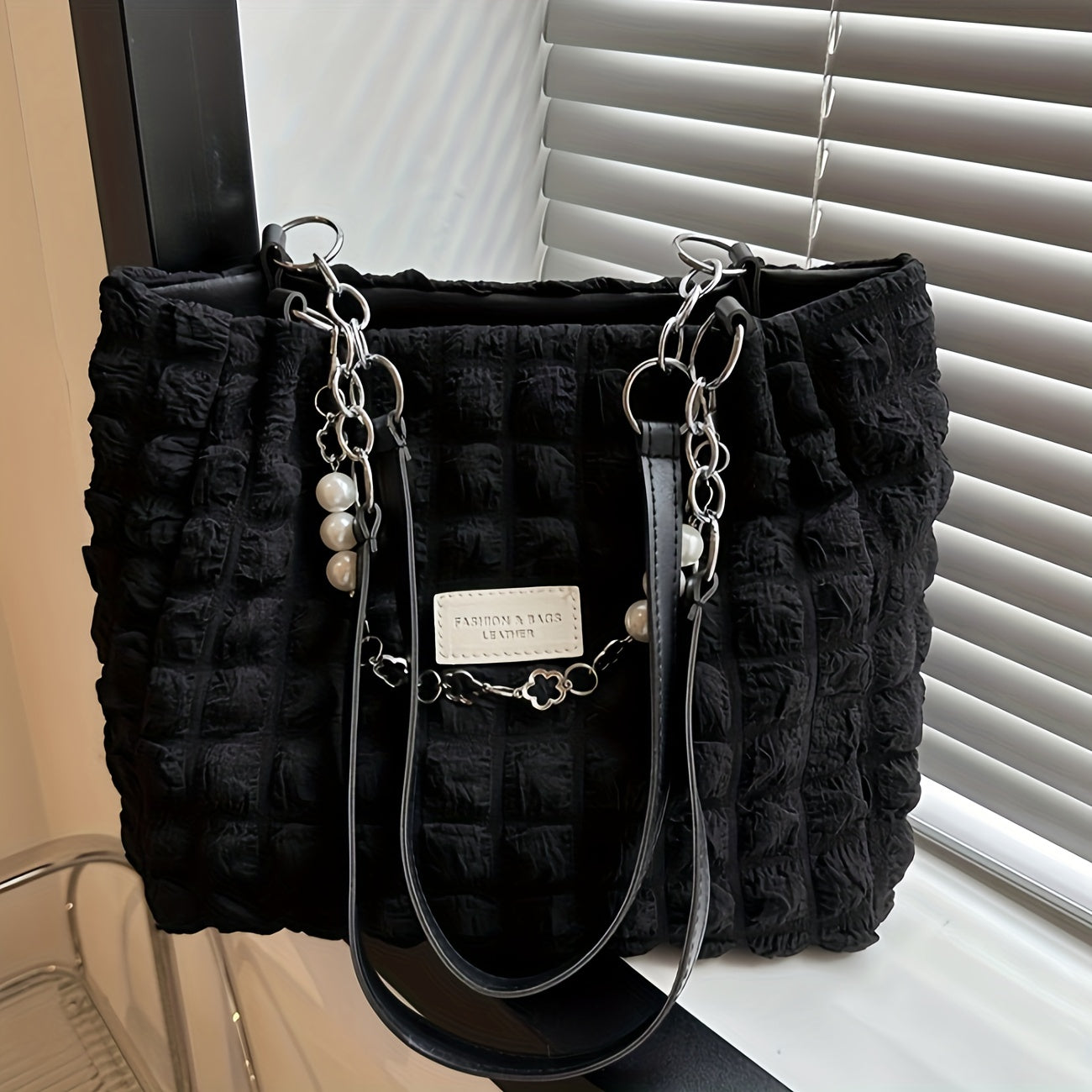 Bolso de hombro con burbujas para mujer con diseño fruncido, bolso tote suave