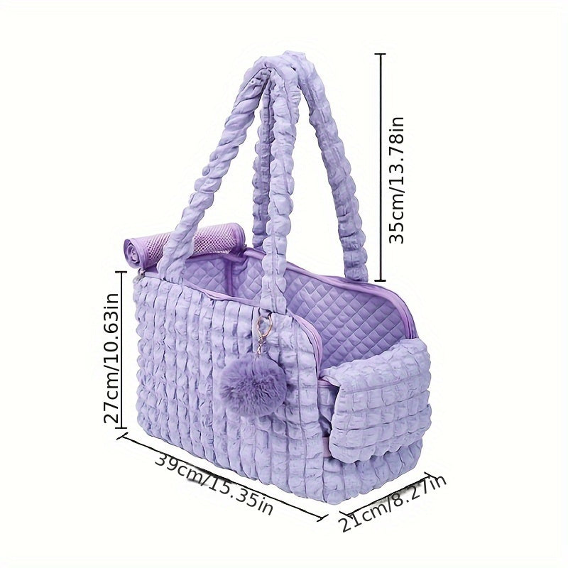 Small Dog Shoulder Bag Polyester Cloud Bubble Style Diagonal Carry