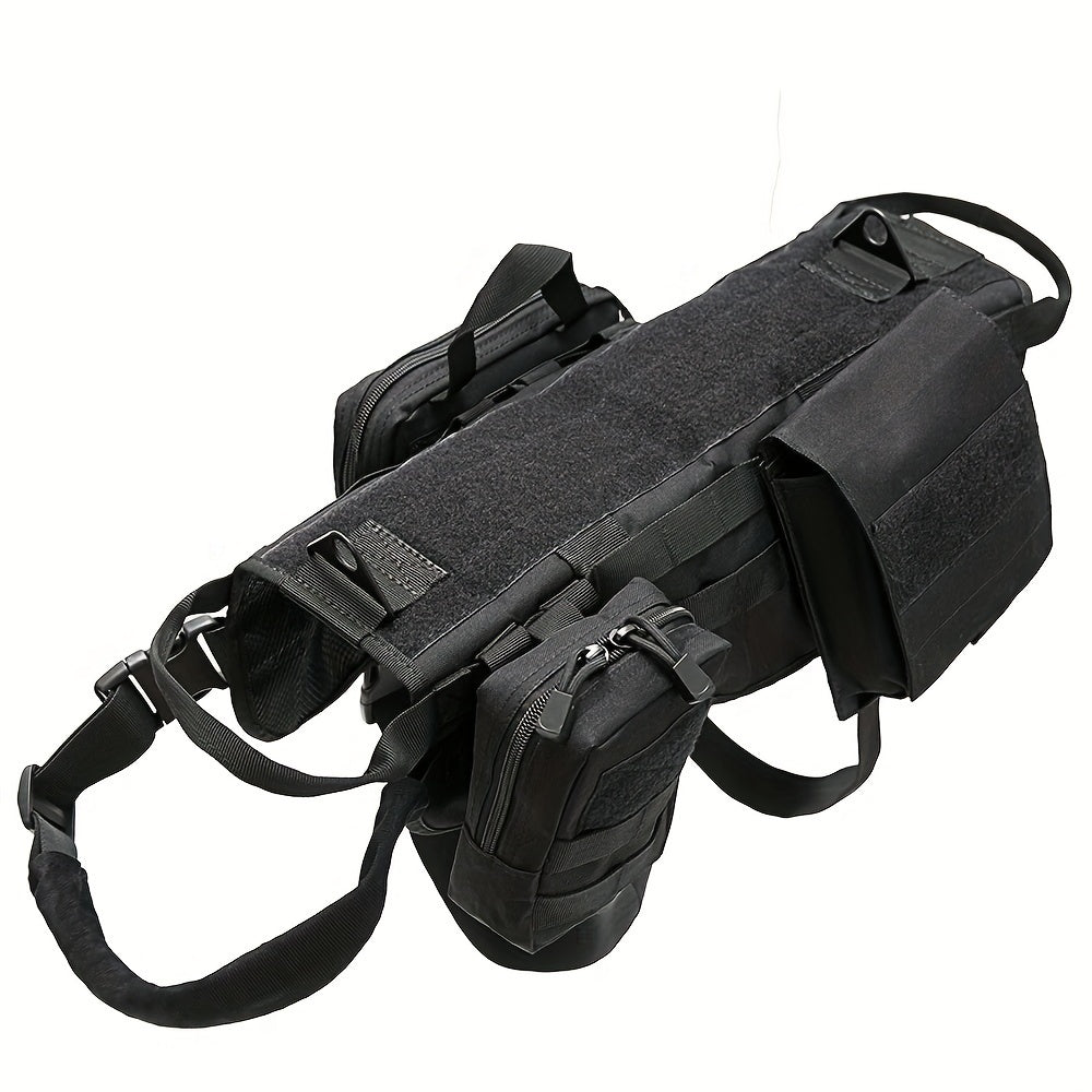 Waterproof Nylon Dog Harness with Pockets for Training and Outdoor Use Tan