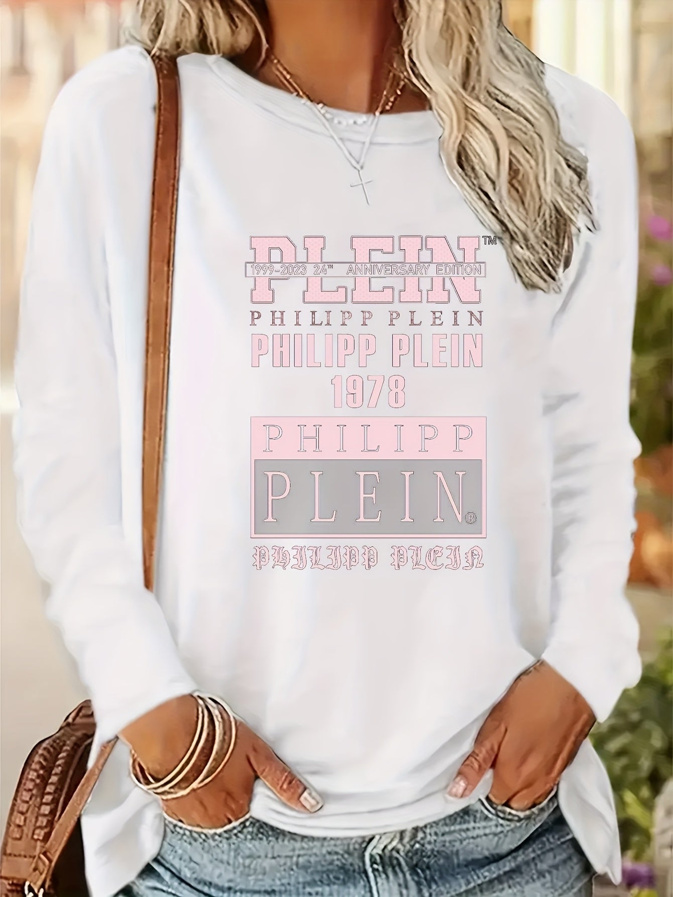Plus Size Women's Casual Long Sleeve T-Shirt Soft Round Neck Letter Print Top