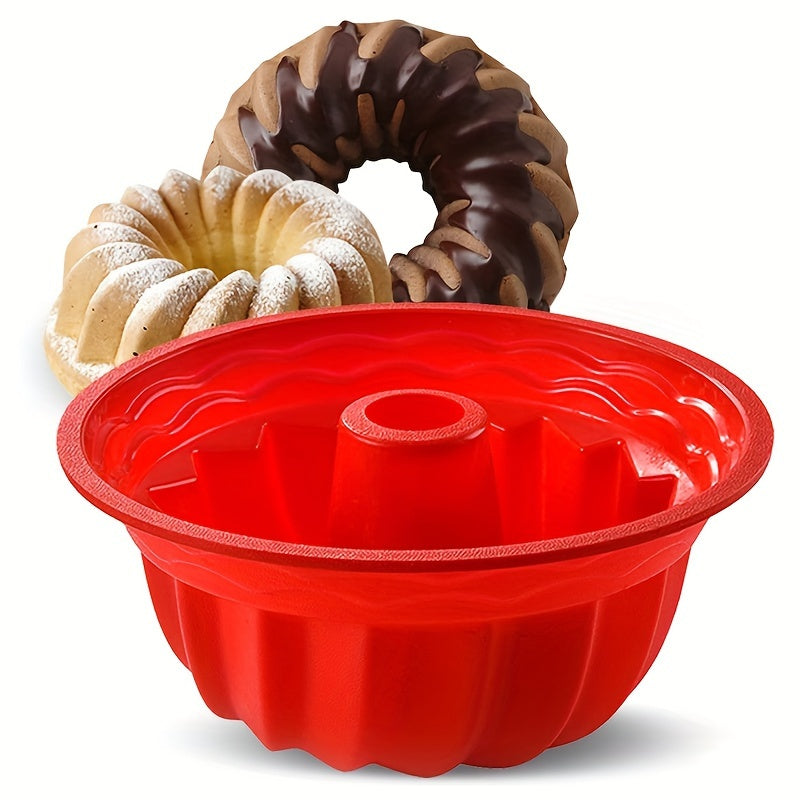Silicone Bundt Cake Pans Set Nonstick Oven-Safe with Fluted Crown Designs
