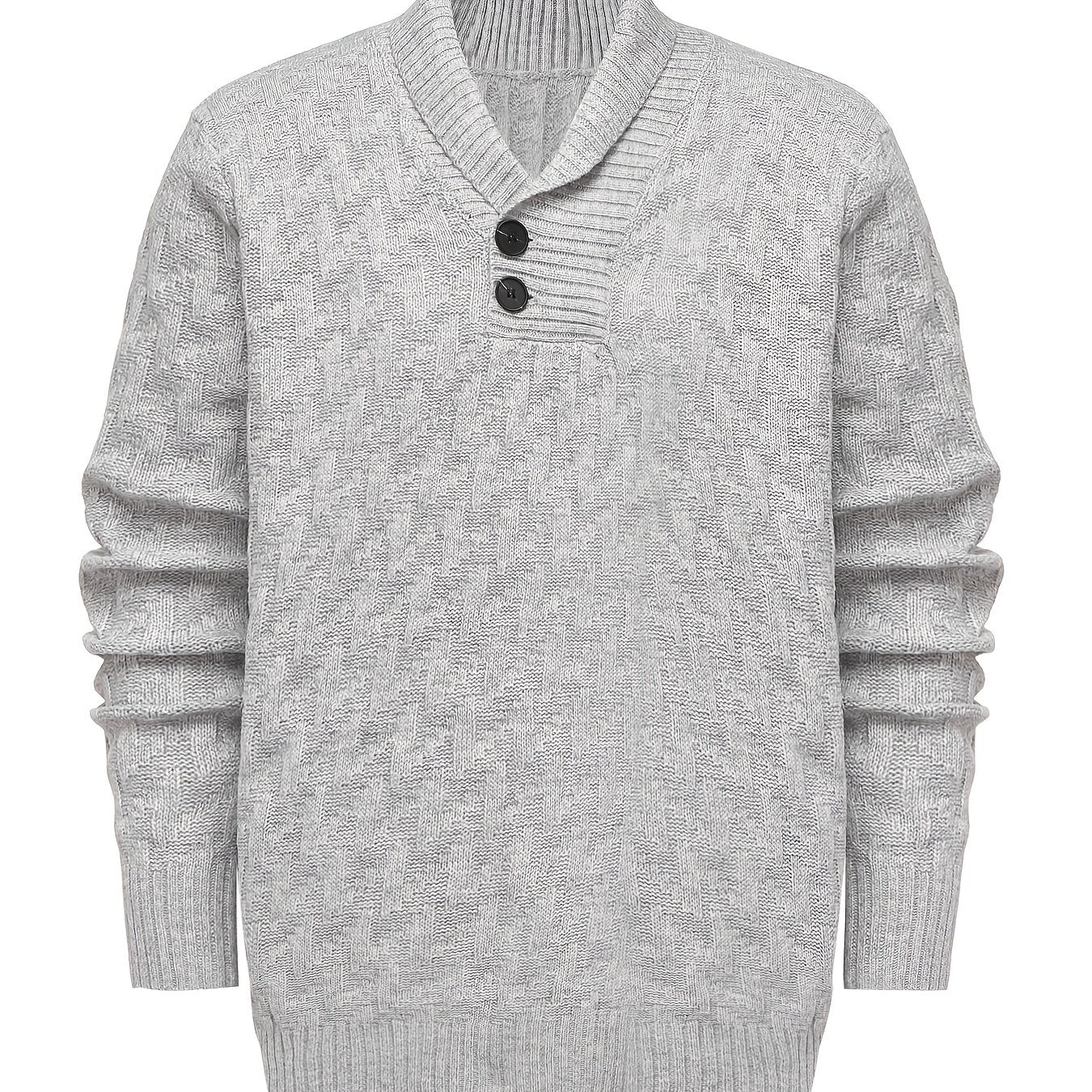 Men's Plus Size Knit Sweater with Button Detail Fall Winter Polyester Solid Slim Fit
