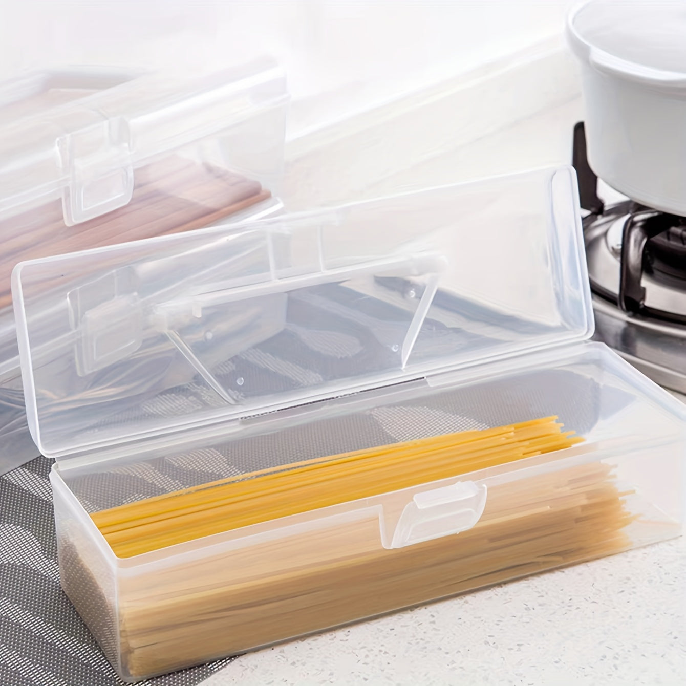Organizador de utensilios de cocina de plástico con tapa para cubiertos y palillos