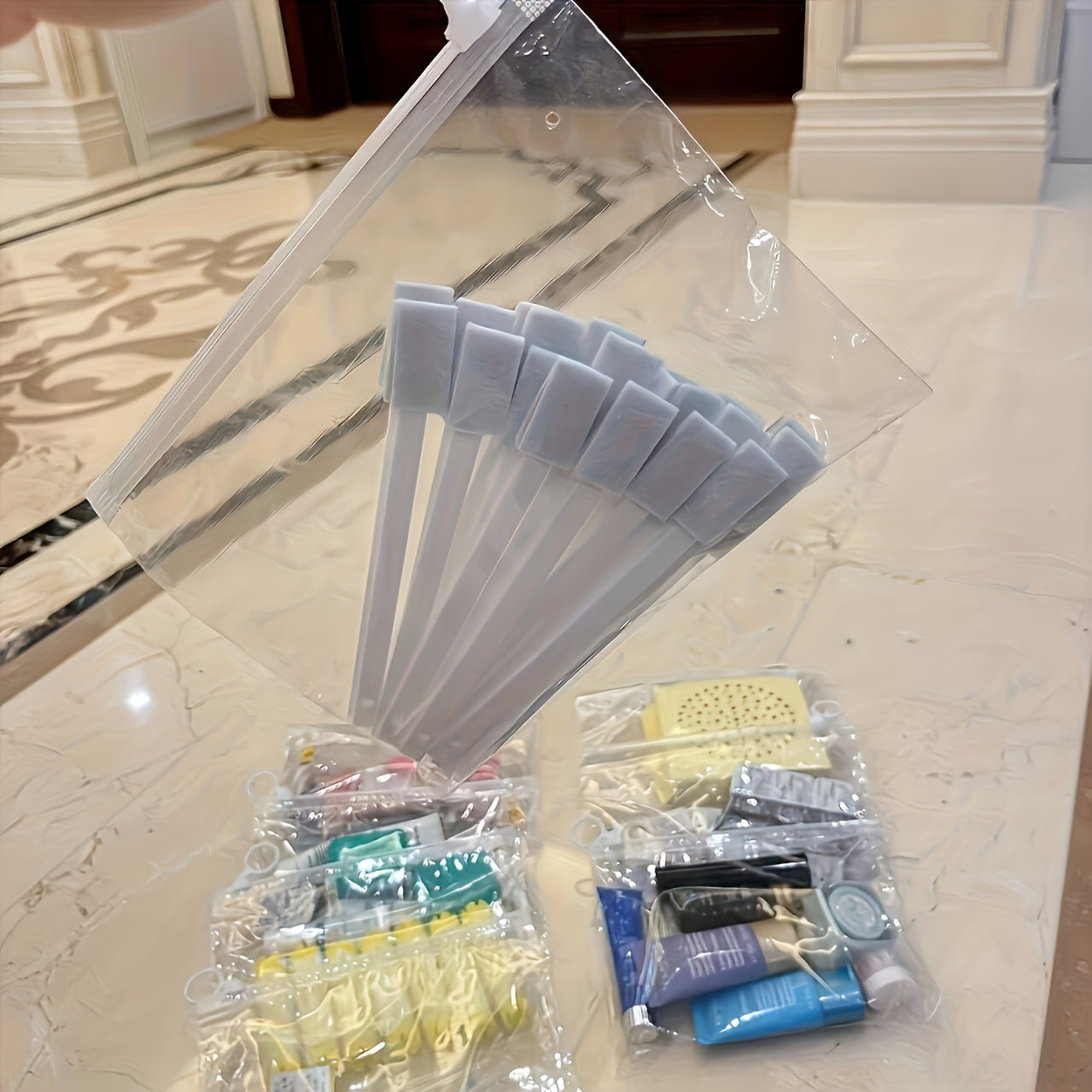 Set of 5 Extra Thick Clear PVC Storage Bags Resealable Travel Cosmetic Stationery