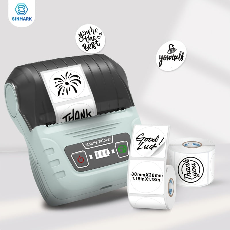 Mini Thermal Label Maker Portable Smartphone-Compatible USB Rechargeable Monochrome Printer for Labels