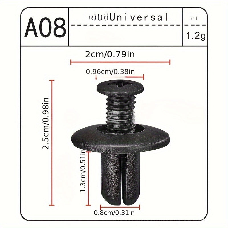 100 Pcs Black 8mm Plastic Rivets for Car Body Panel Trim