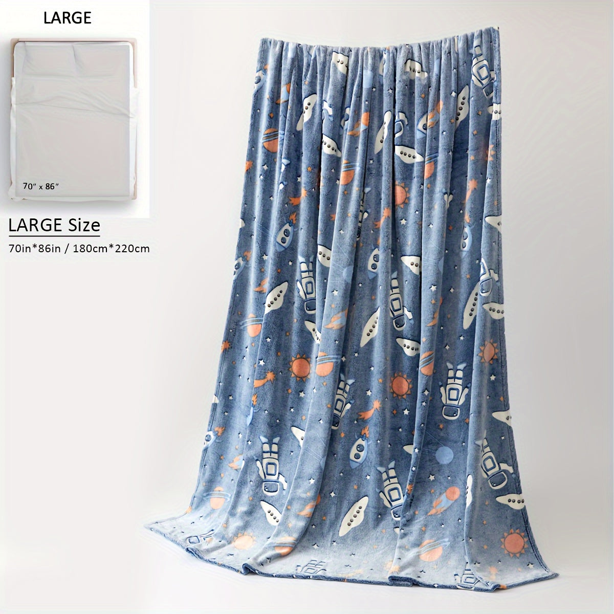 Glow in the Dark Flannel Fleece Blanket with Christmas Tree Print Cozy All-Season Home Decor