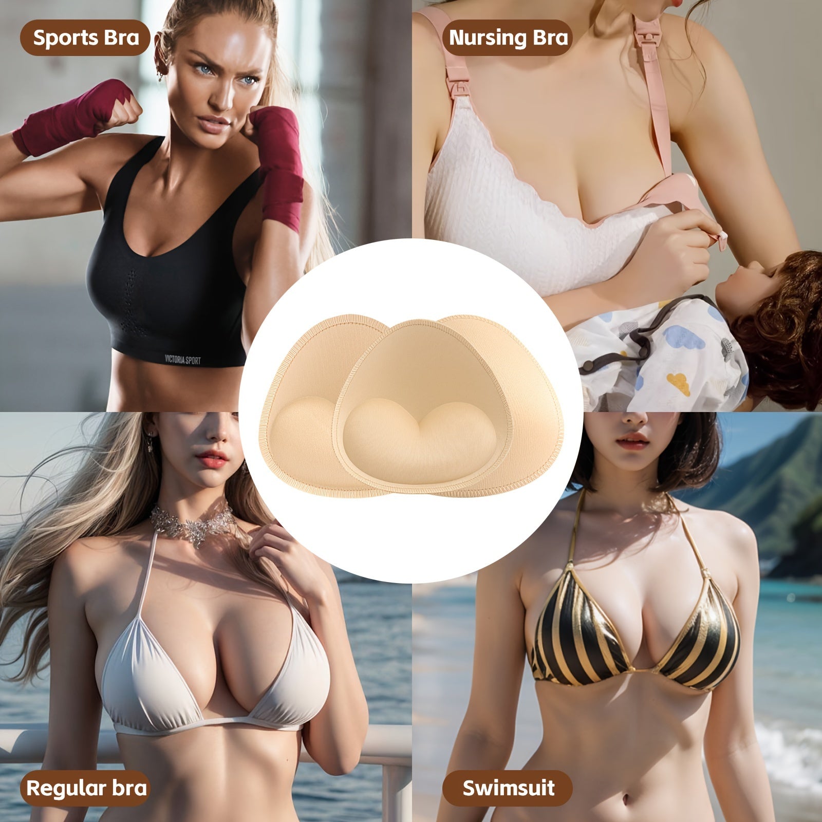 4 Pairs Invisible Anti-Convex Chest Enhancer Pads for Women's Lingerie