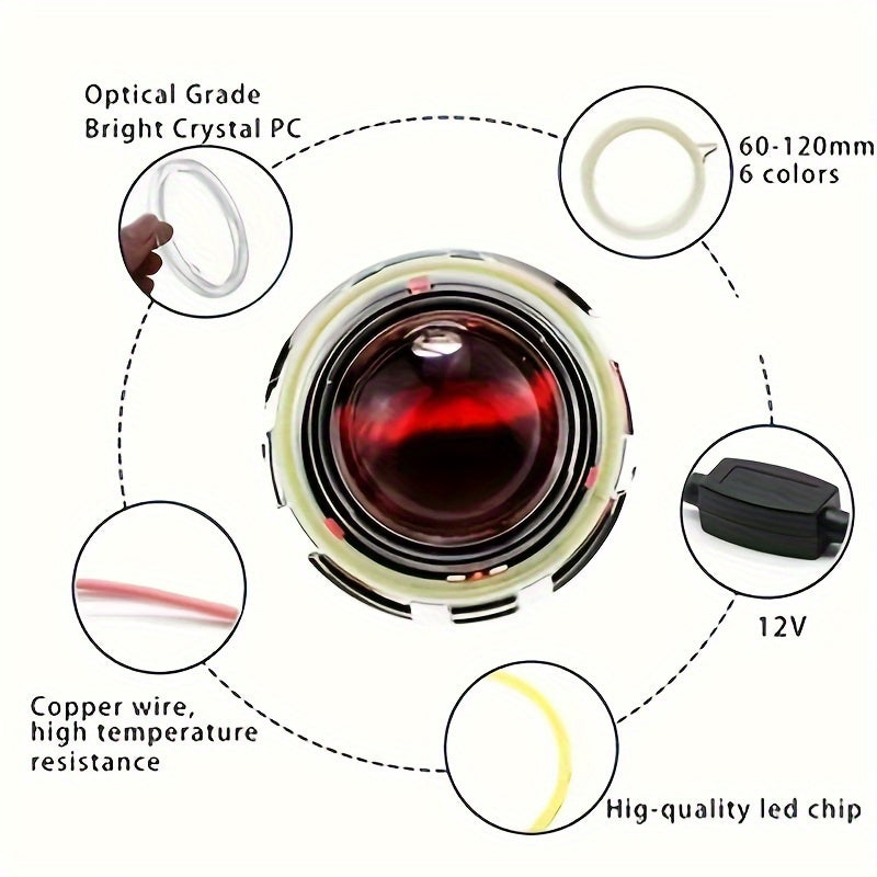 2pcs 70mm Car Motorcycle Angel Eyes LED Halo Ring Lights Decorative Lights