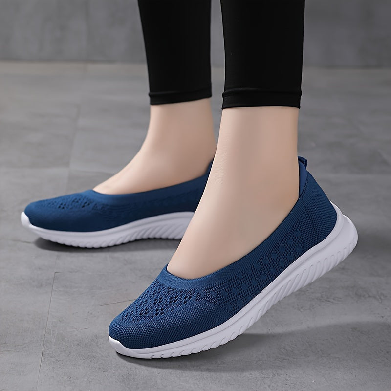 Women's Breathable Slip-On Sneakers Low Top Casual Fabric Solid Color All-Season
