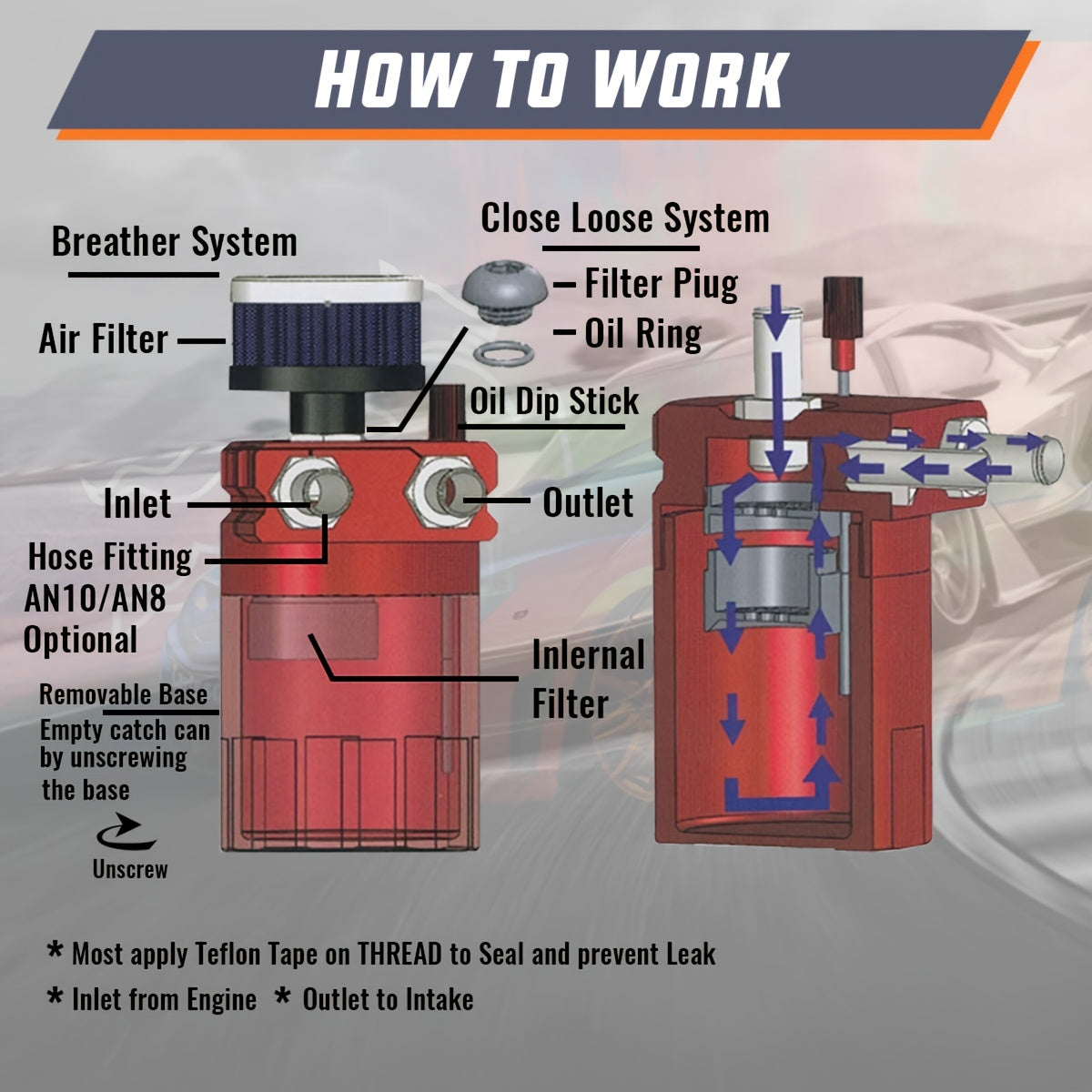 300ml Aluminum Oil Catch Can with Air Filter for Car Modification