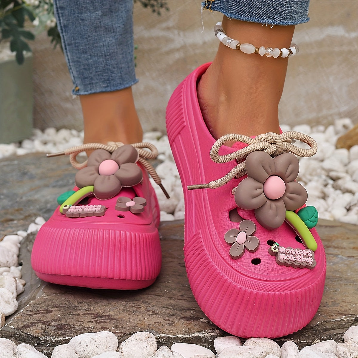 Women's Sunflower & Bowknot Decorated Casual Clogs Summer Sandals