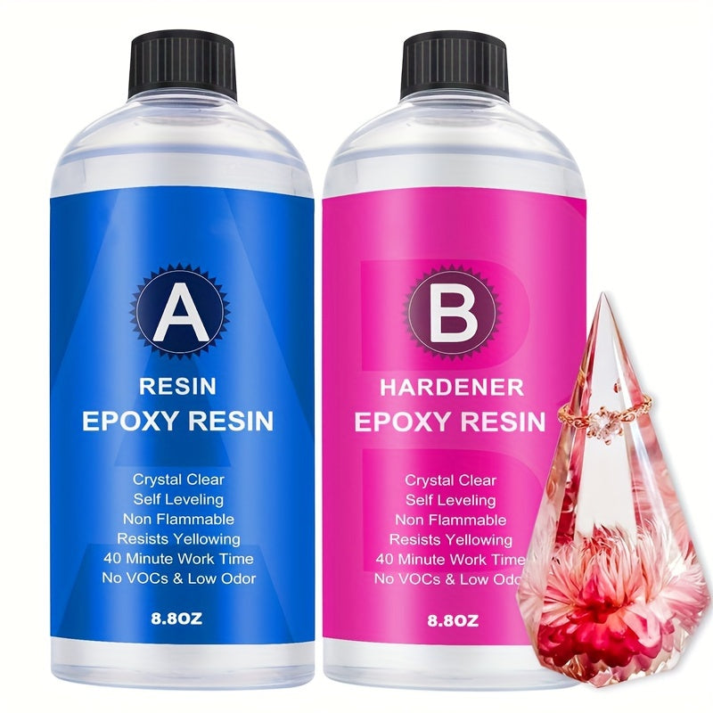 Clear Epoxy Resin Kit 16.6oz 10.4oz Fast Cure Heat Resistant for Crafts Jewelry Wood