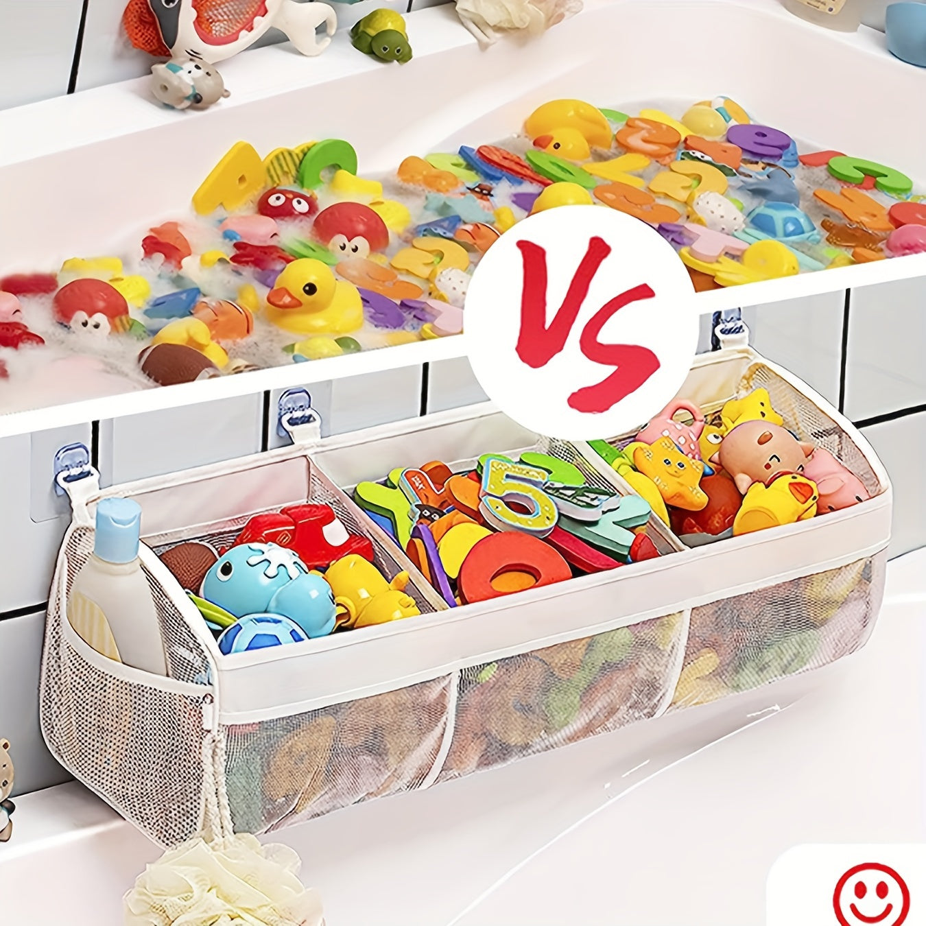 Large Capacity Mesh Bath Toy Organizer Wall Mount Storage Bag for Bathroom Kids