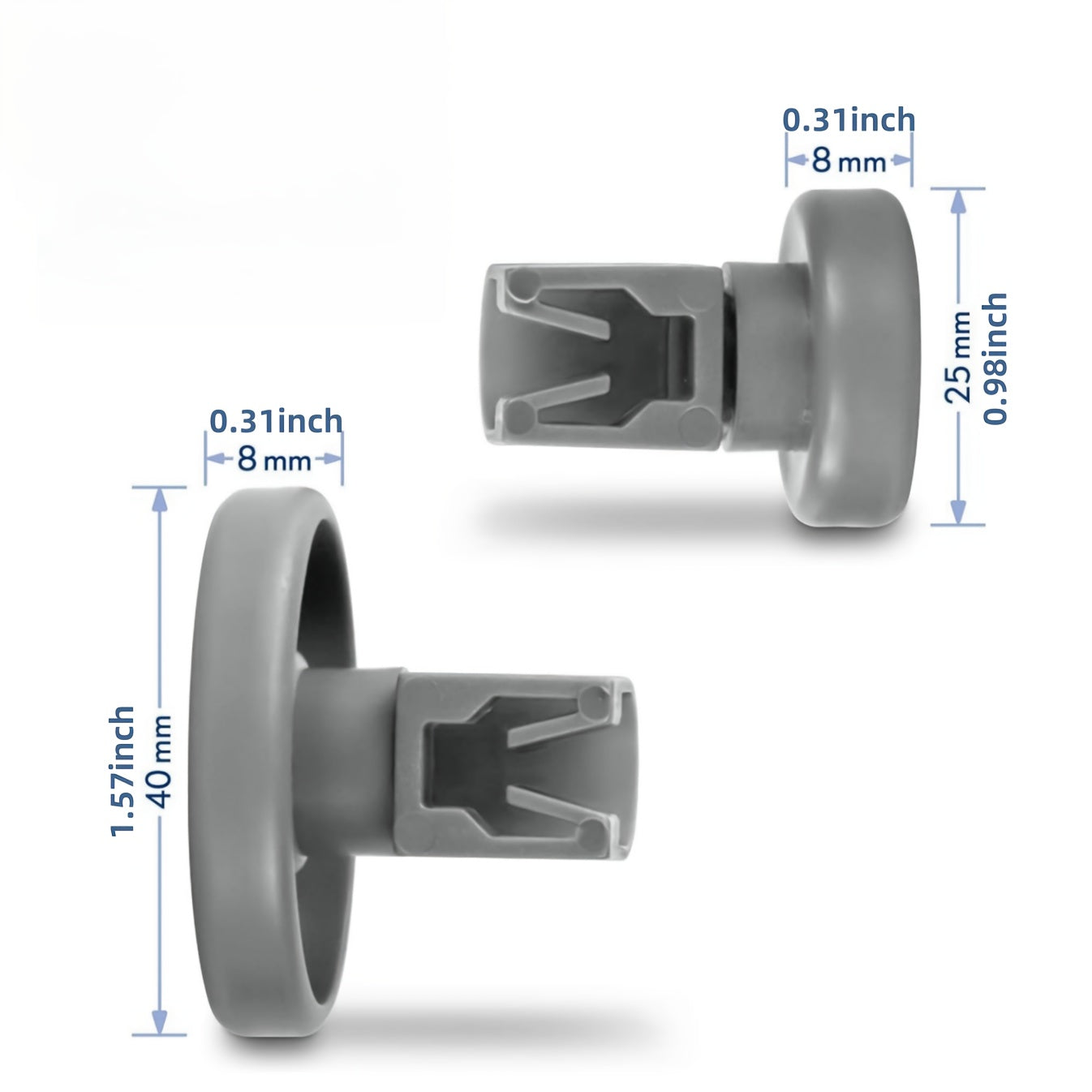 16 dona idish-tovoq uchun idish-tovoq qutisi rulolari, yuqori va pastki rack g'ildiraklar, plastmassa konstruktsiyasi