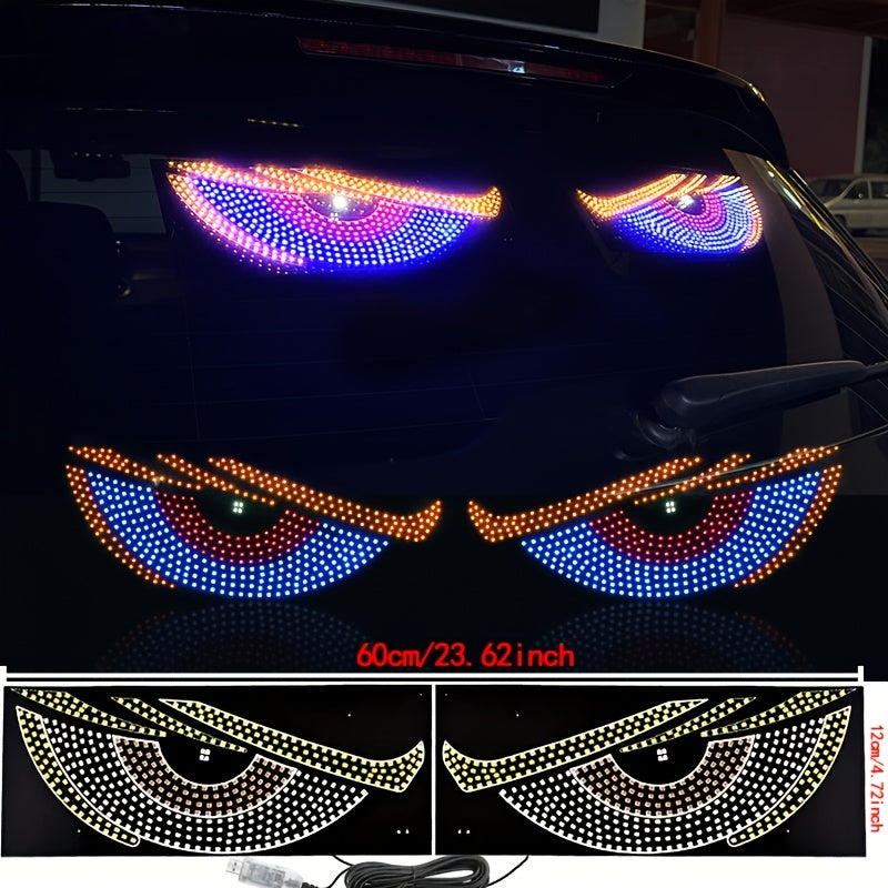 2pcs LED Car Lights USB Powered No Wiring Flex Display Red Yellow