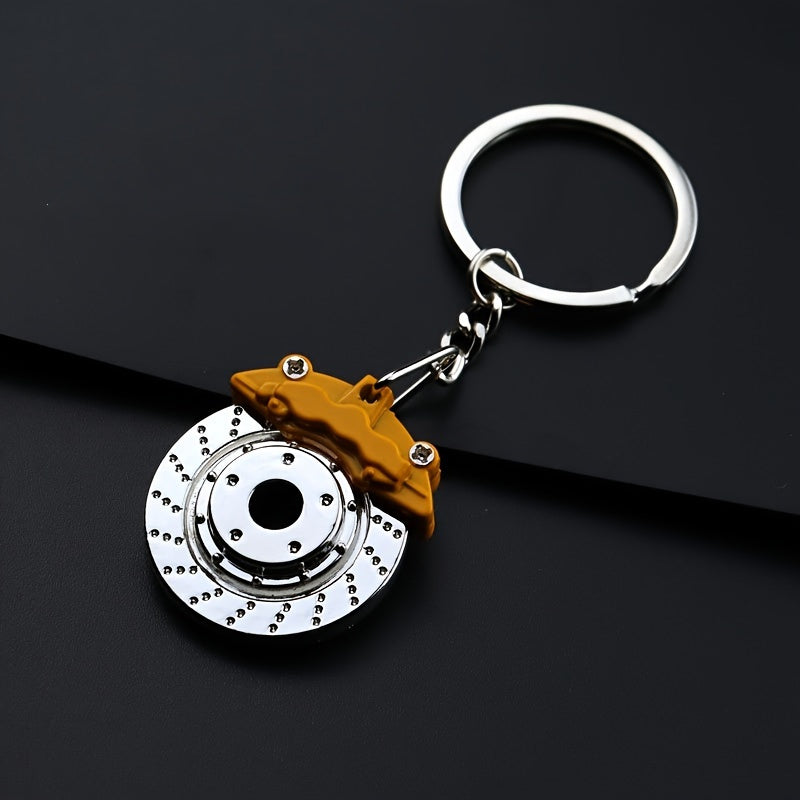 Rotating Zinc Alloy Brake Disc Keychain Car Accessory for Keys and Bags