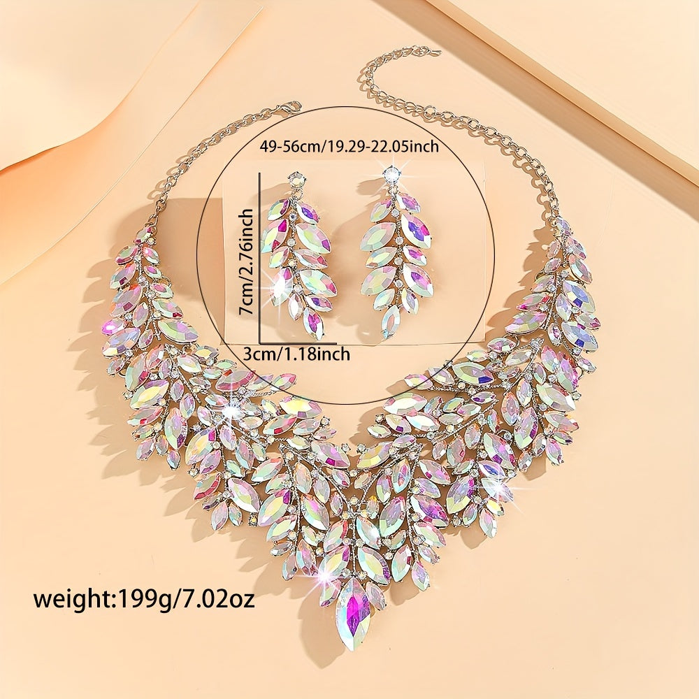 Wedding Jewelry Set with Necklace and Earrings Artificial Crystal 3-Piece