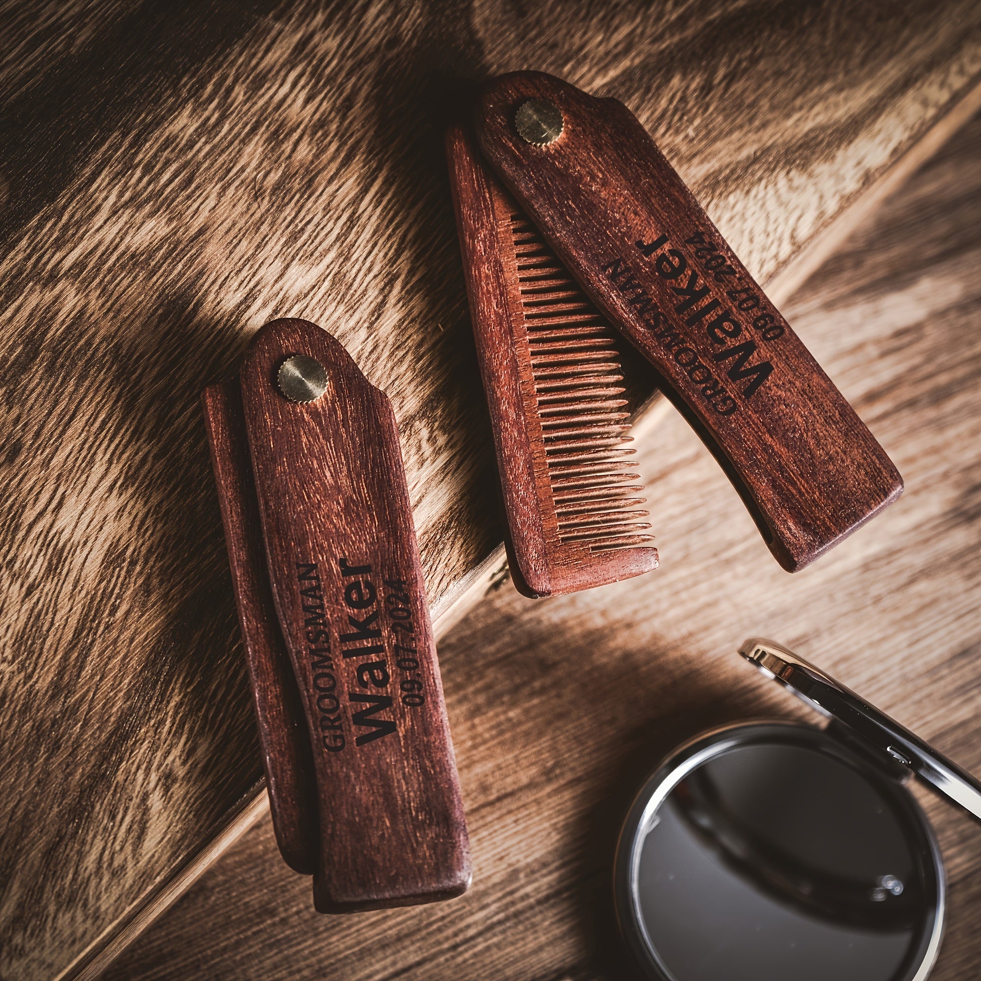 Personalized Wooden Beard Comb with Custom Engraving for Men Grooming