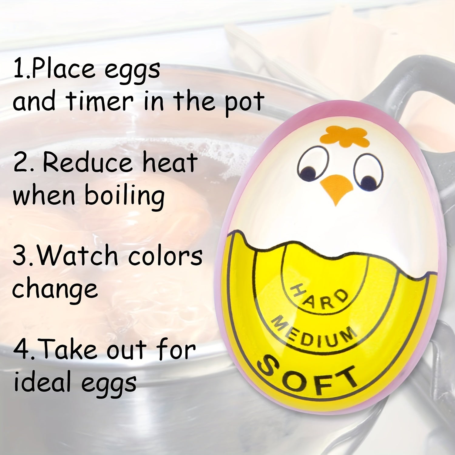 Color-Changing Egg Timer Reusable Kitchen Tool for Perfectly Cooked Eggs
