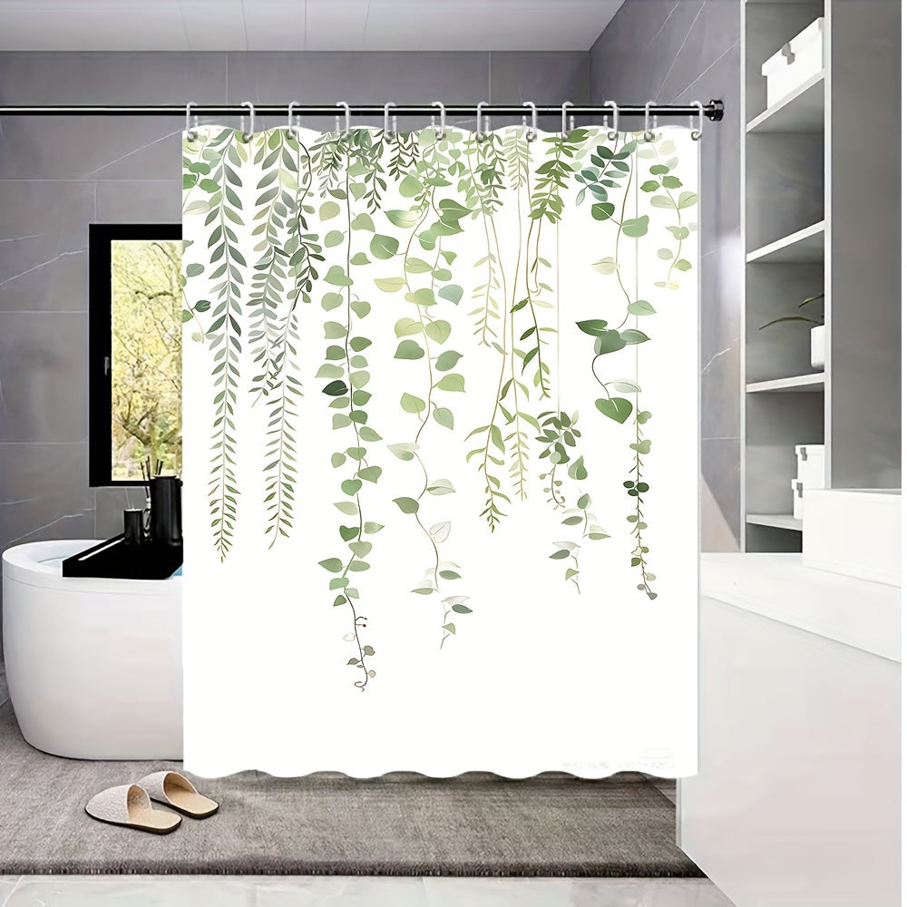 Green Leaf Shower Curtain Waterproof Polyester Bathroom Decor Privacy 70x72 Inches