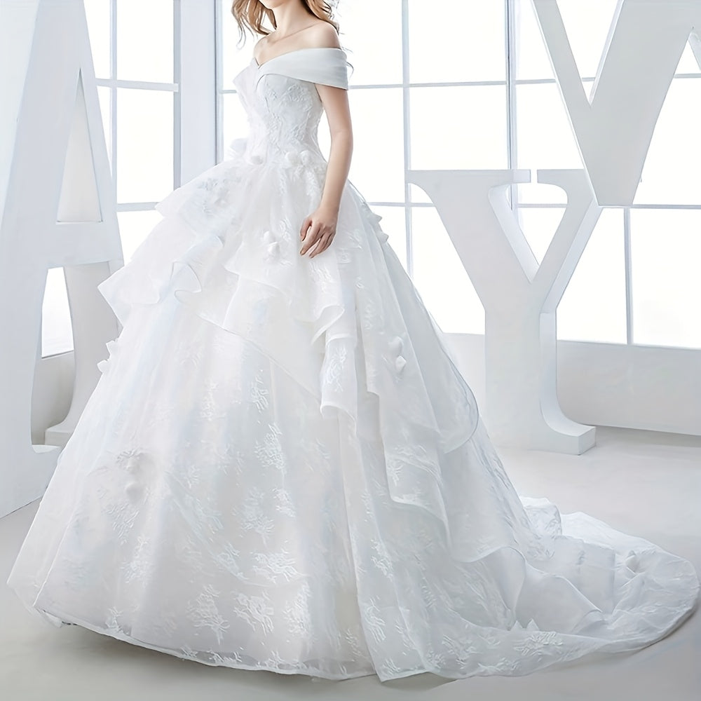 Ayollar uchun to'y kiyimlari uchun 4 ta halqali va 5 ta laces qatlamli to'y kiyimlari ostki kiyimi