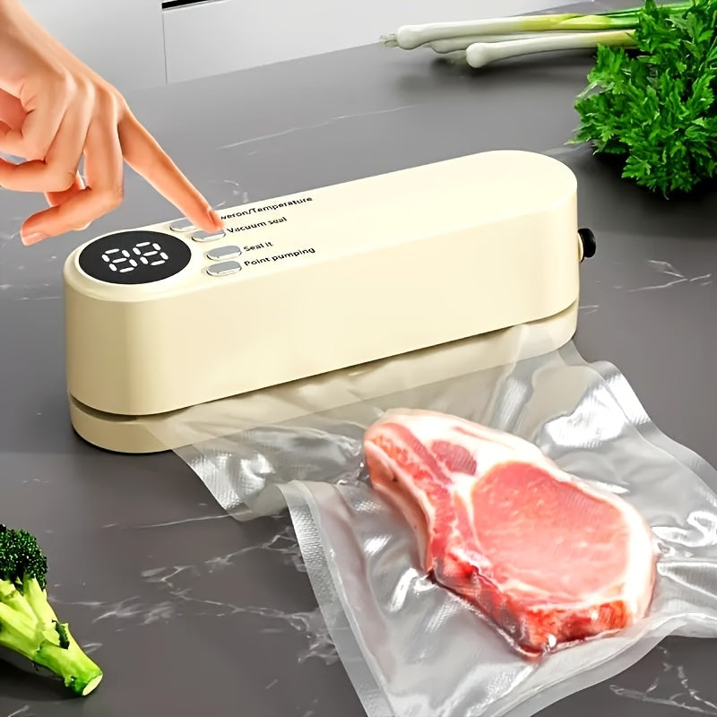 Wireless Vacuum Sealer with LED Display USB Rechargeable Food Preservation Camping and Dining