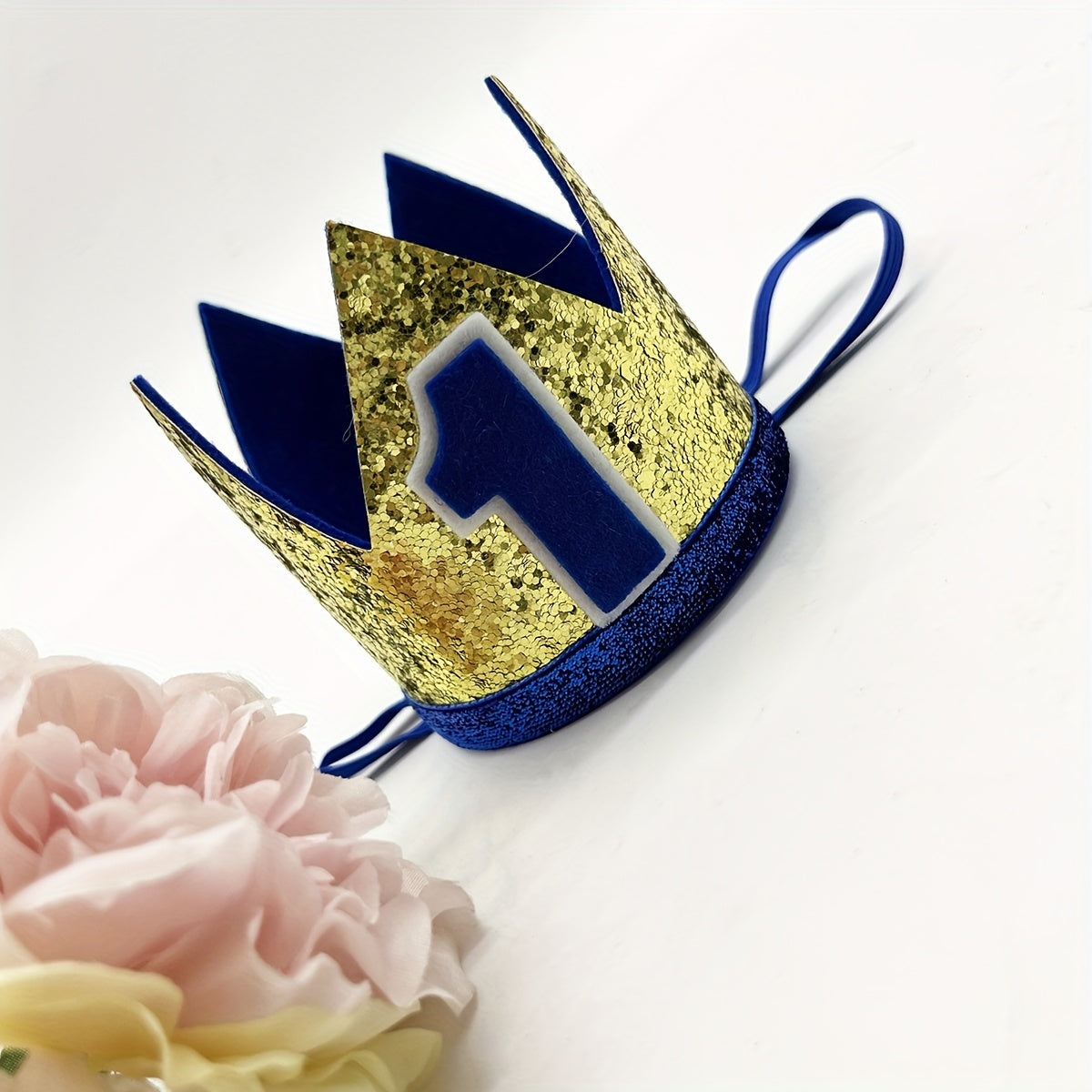 Golden Crown Birthday Hat with Number 1 for Kids and Adults Polyester