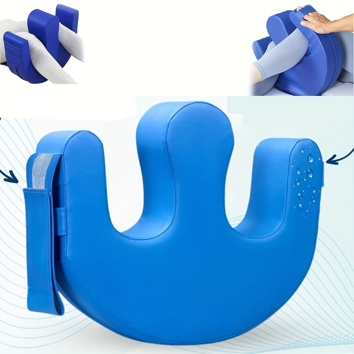 Memory Foam Bedroll Pillow for Elderly Blue Contoured Support