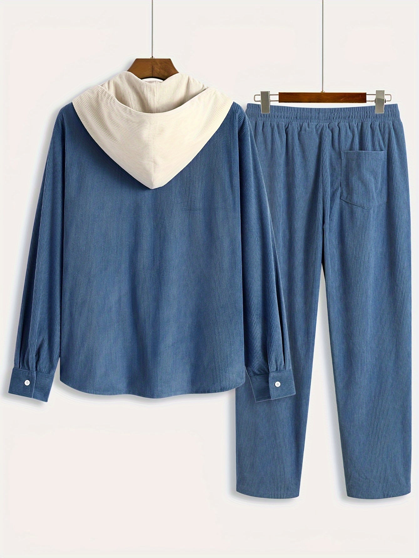 Men's Corduroy Two-Piece Set Hoodie and Pants Spring Fall Casual