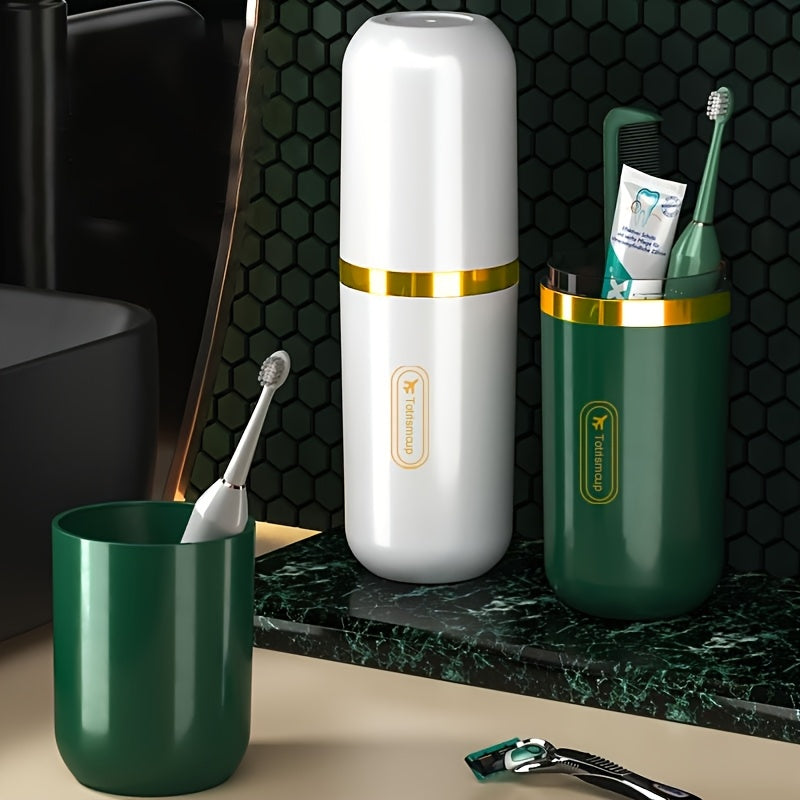 Travel Toothbrush Kit with Toothpaste Storage and Mouthwash Cup
