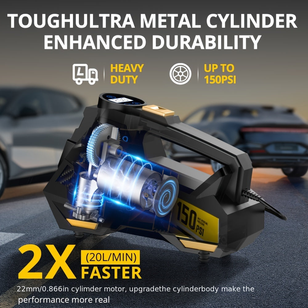 150PSI raqamli avtomobil havo kompressori nasosi, portativ shinalar uchun, avtomobil, mototsikl, velosiped uchun, DC 12V