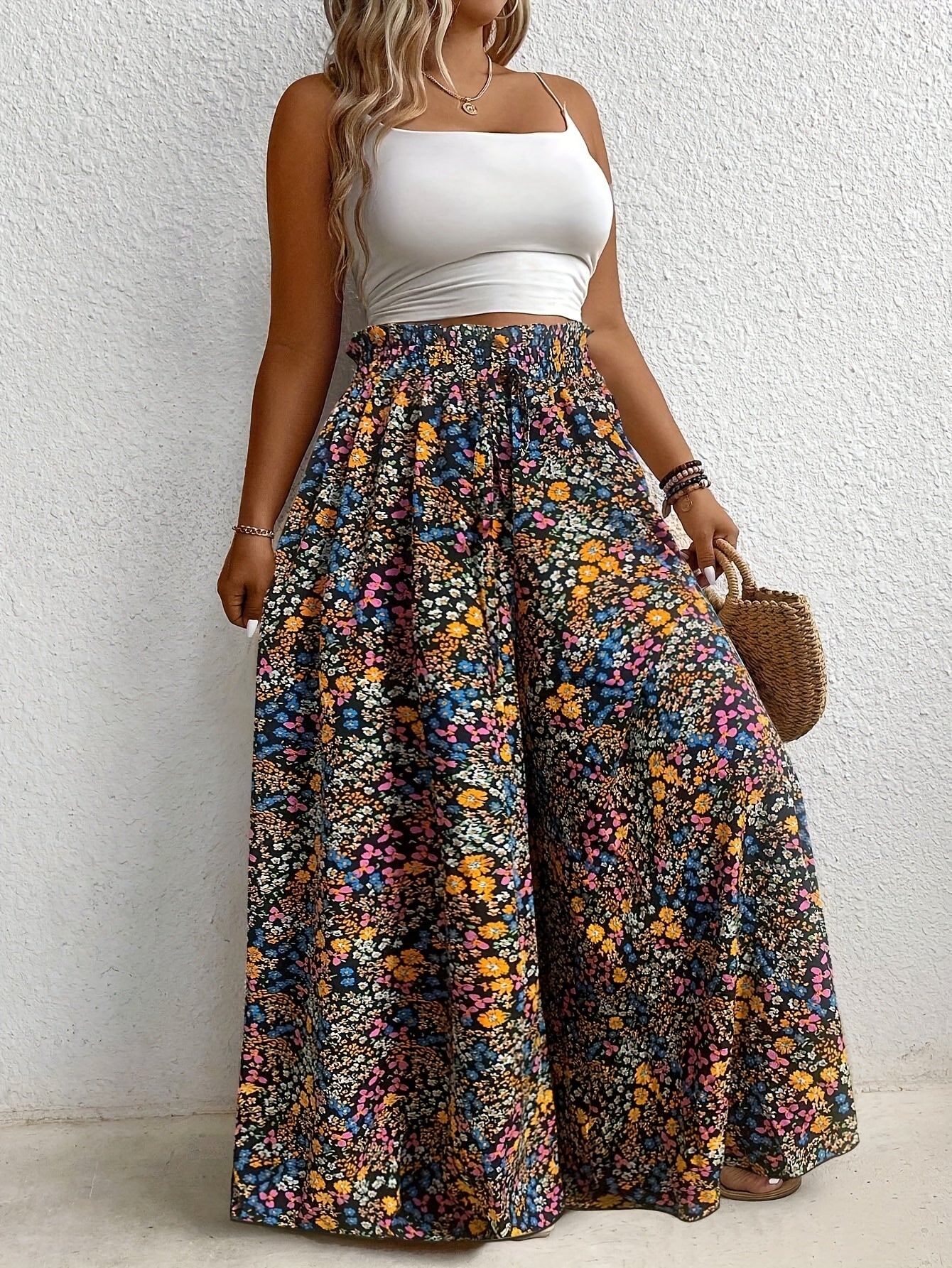 Women Wide-Leg Pants Machine Washable Casual Formal All-Season