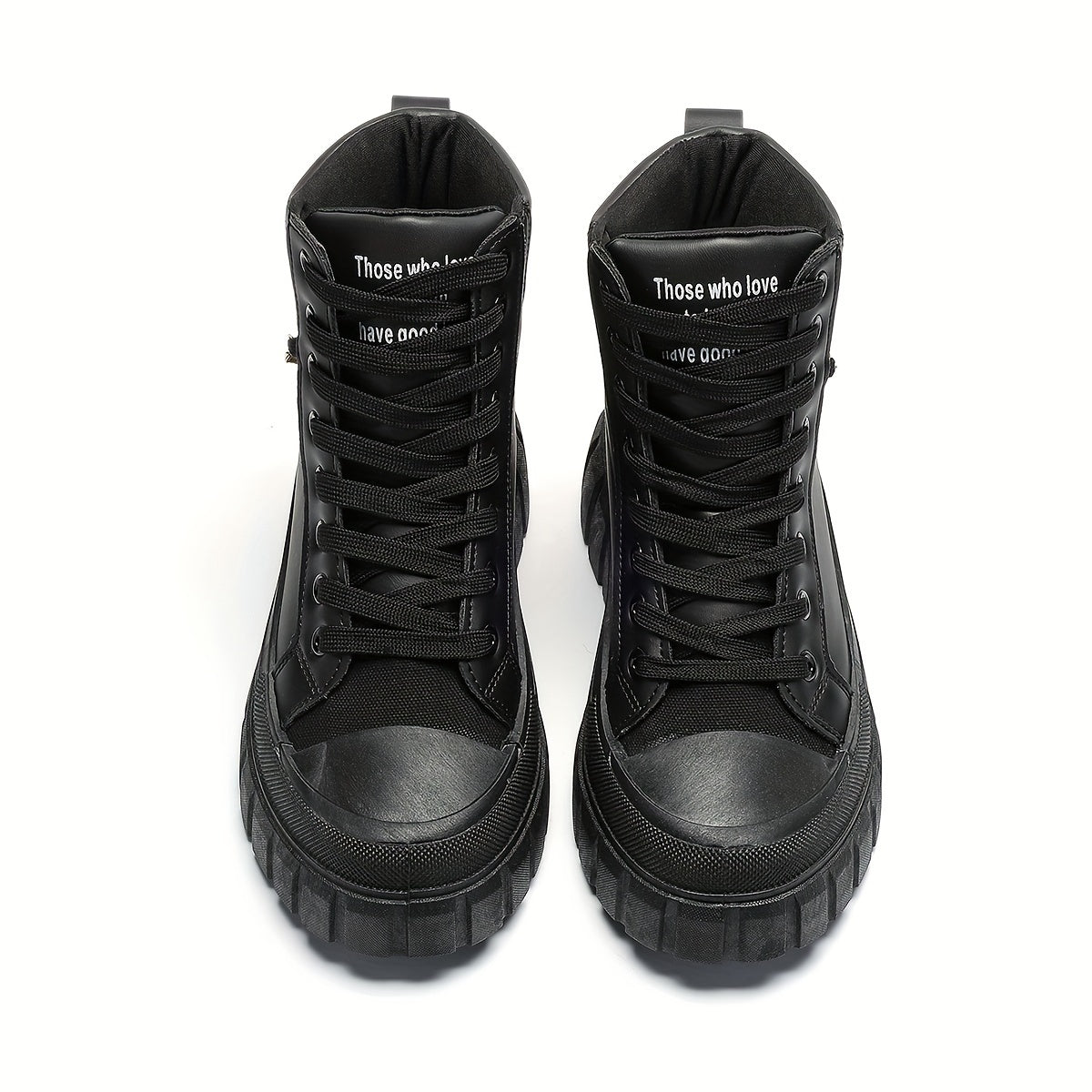 Women's Platform Ankle Boots Casual Black Lace-Up Short Boots