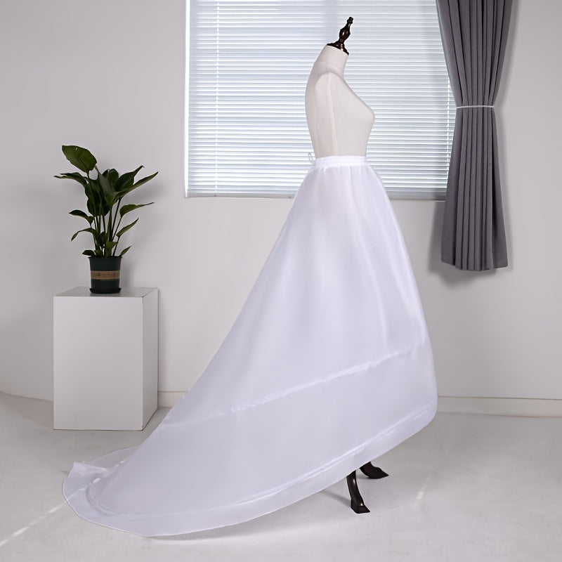 Women's Wedding Dress with Adjustable Steel Elastic Waist and Trailing Skirt Bustle