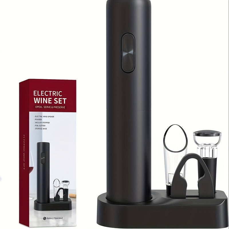 Electric Wine Bottle Opener Set with Foil Cutter and Reusable Bag for Parties and Gifts