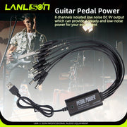 Guitar Pedal Power Supply 8-Port Isolated DC with USB Charging Adapter