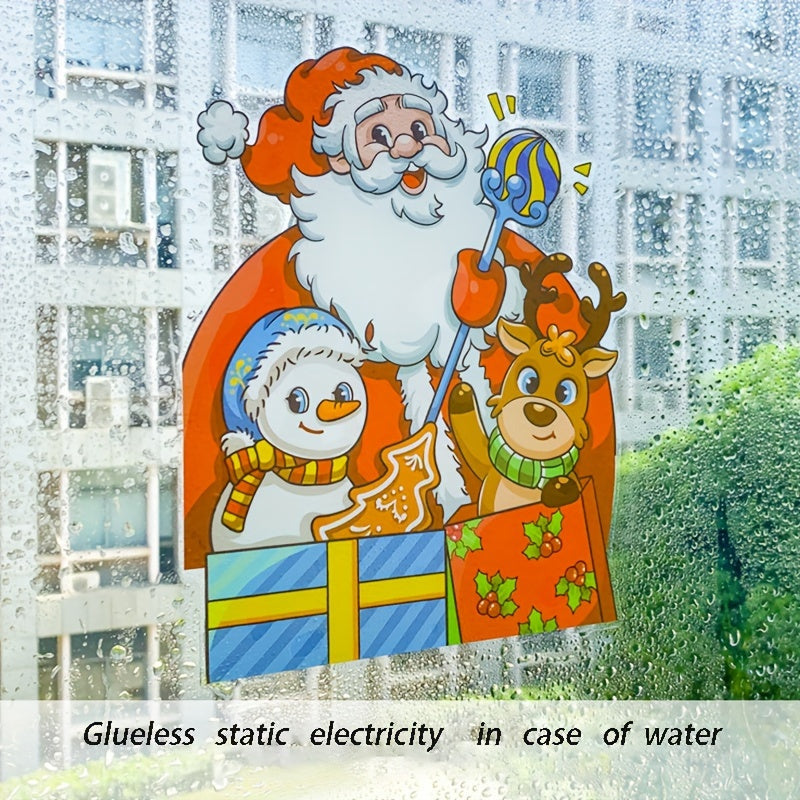 Rojdestvo oynaga yopishqichlari to'plami, Santa, qoroyoq, polar ayiği va bayram bezaklari bilan