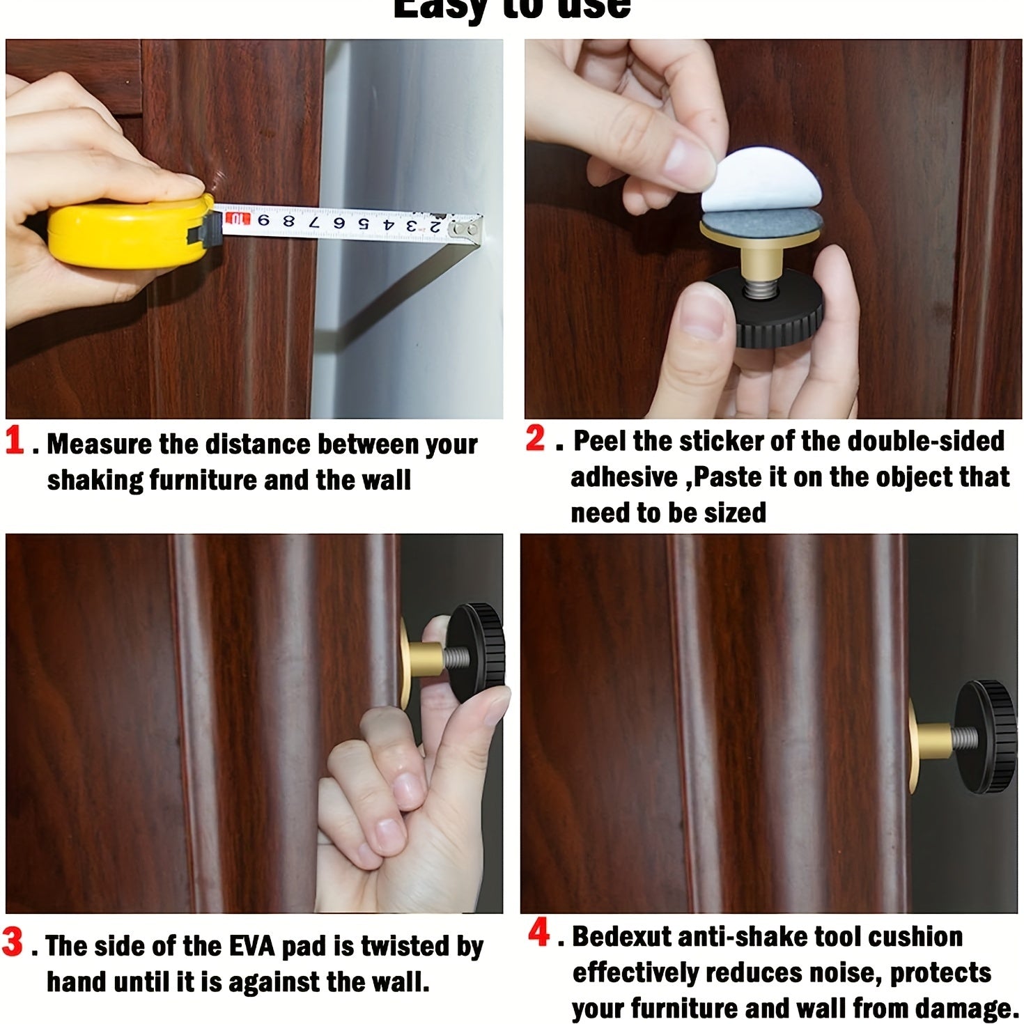 Two-Pack Adjustable Bed Frame Stabilizer Tools with Headboard Stoppers