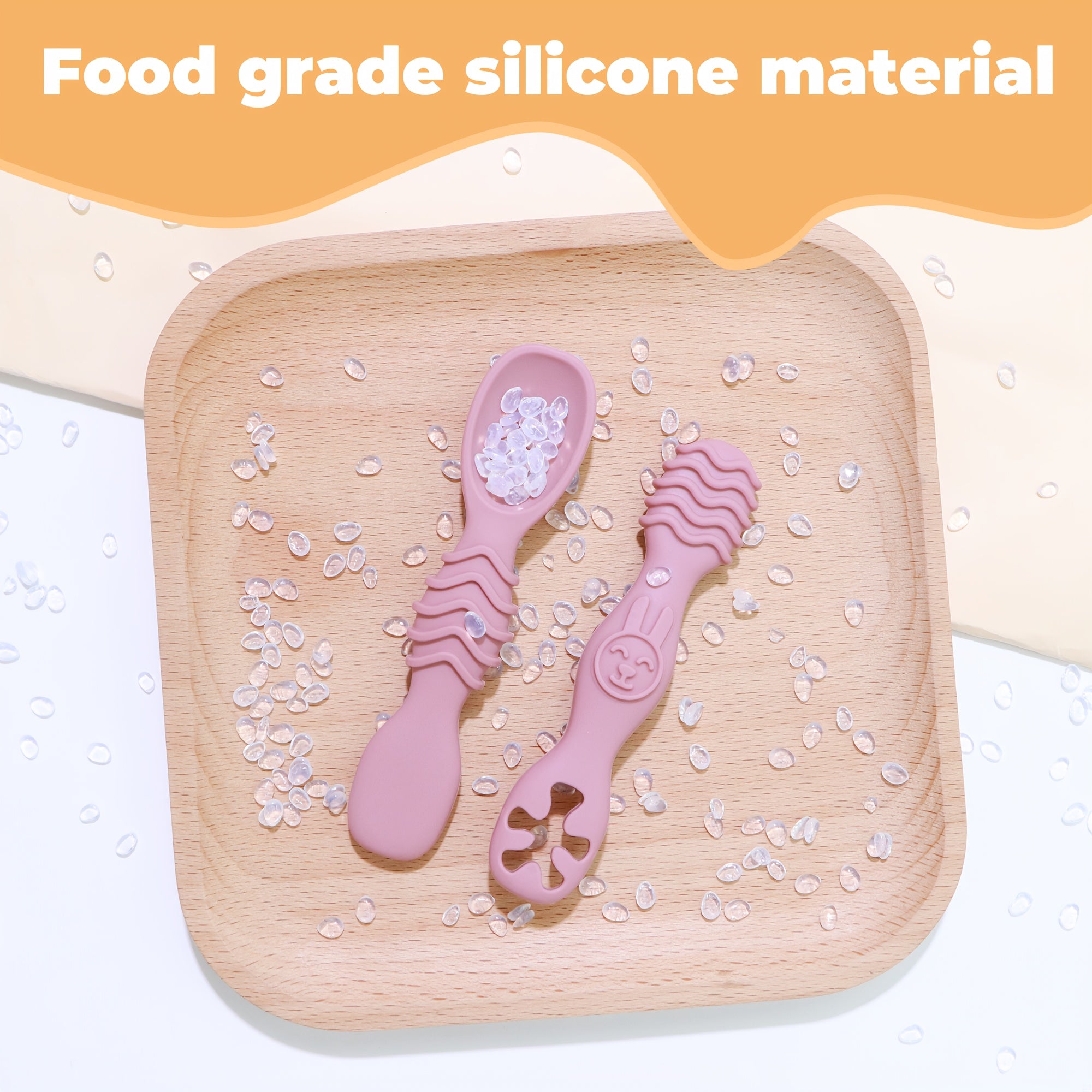 Children's Silicone Feeding Set 2-Piece Soft Spoon and Fork for Kids