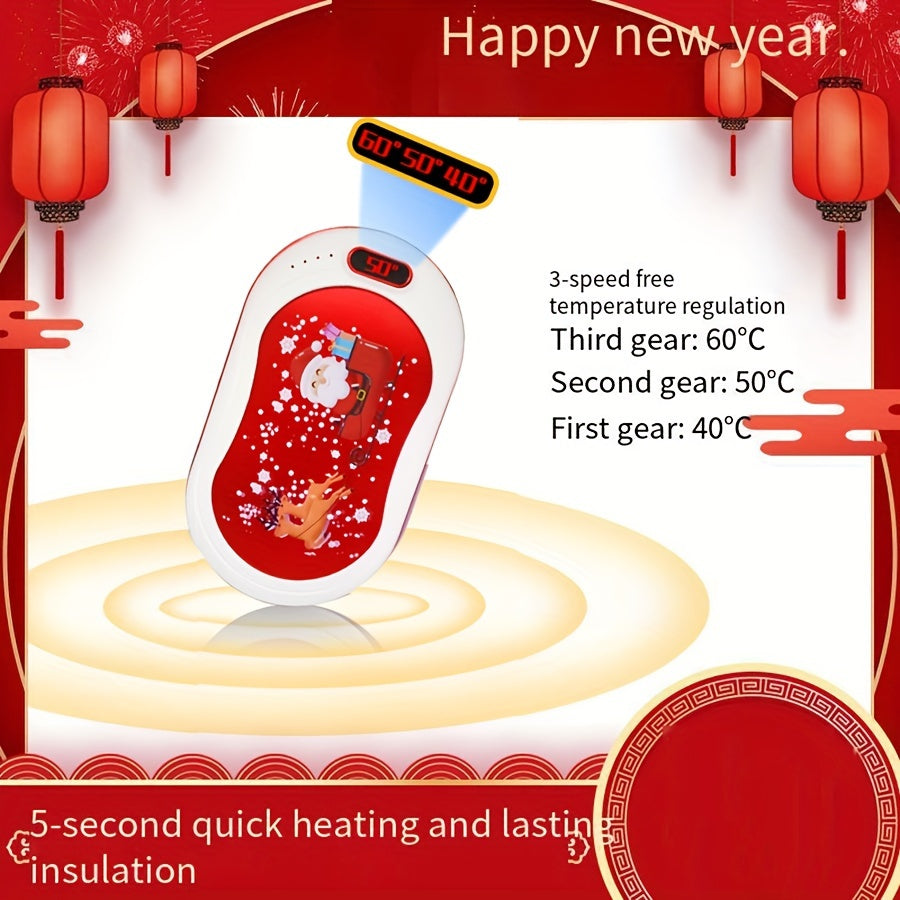 Dual-Sided Hand Warmer Vibration Massager with Adjustable Temperatures USB Rechargeable Long Battery