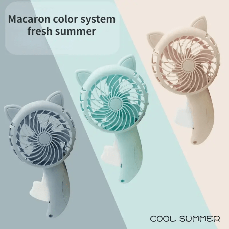 Мини-ручной вентилятор с милым дизайном кота, не требует батареек, портативный охлаждающий подарок