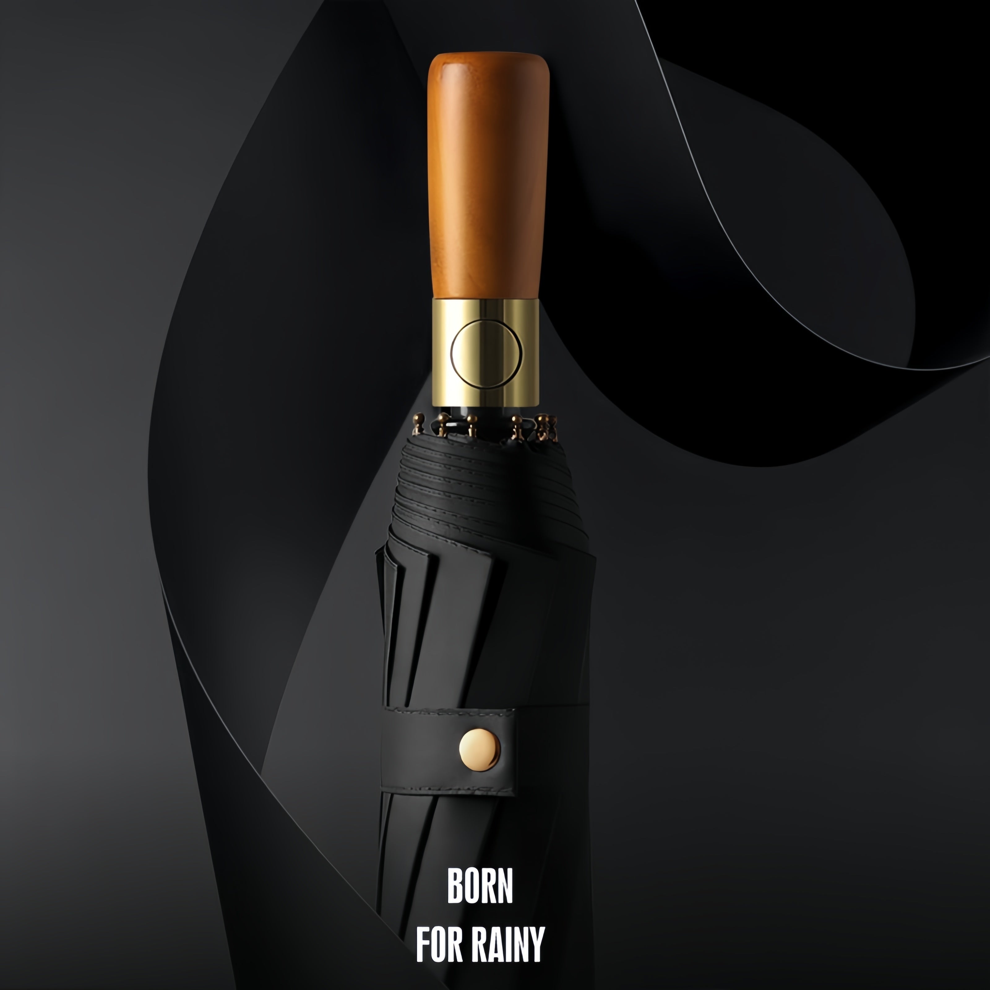 Large Wind-Resistant Business Umbrella with Wooden Handle and Automatic Open